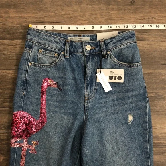 TOPSHOP Sequin “High Waisted/Mom/Tall” Jeans! 26 - Picture 5 of 7